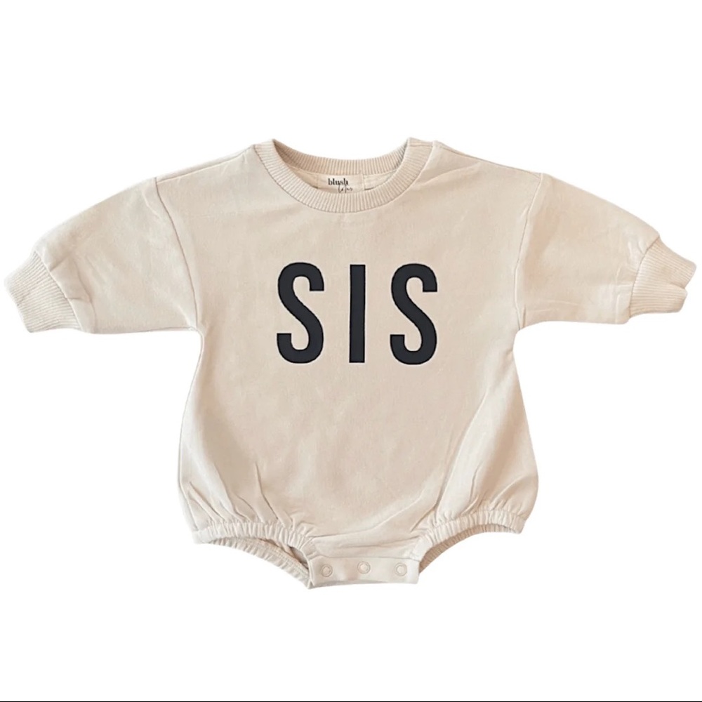 OAT | Blush Lotus “SIS” Organic Baby Bubble Sweater Romper